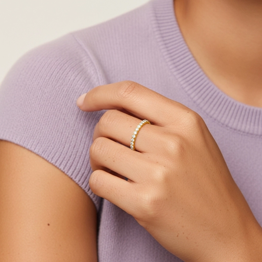 Délicat Empilable Moissanite Bague de mariage