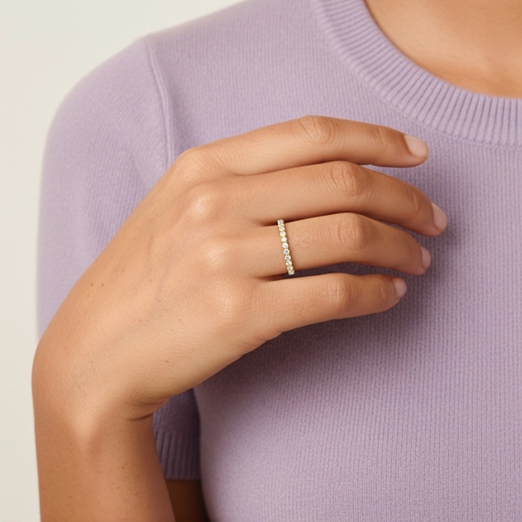 Délicat Empilable Moissanite Bague de mariage