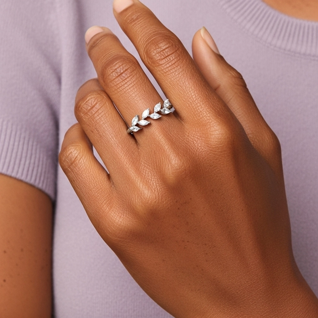 Nature Graceful Leaf Moissanite Wedding Ring