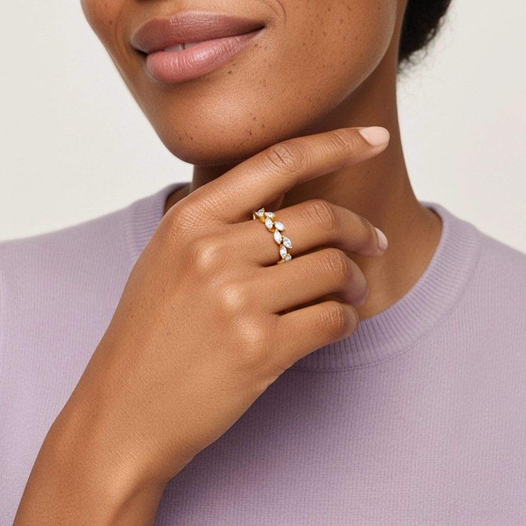 Nature Gracieux Feuille Moissanite Bague de mariage