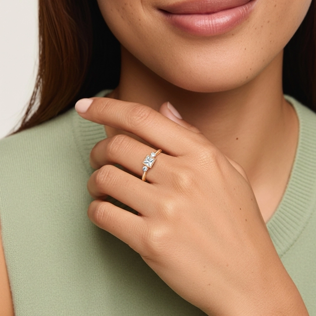 Délicat Perlé Moissanite Bague de mariage