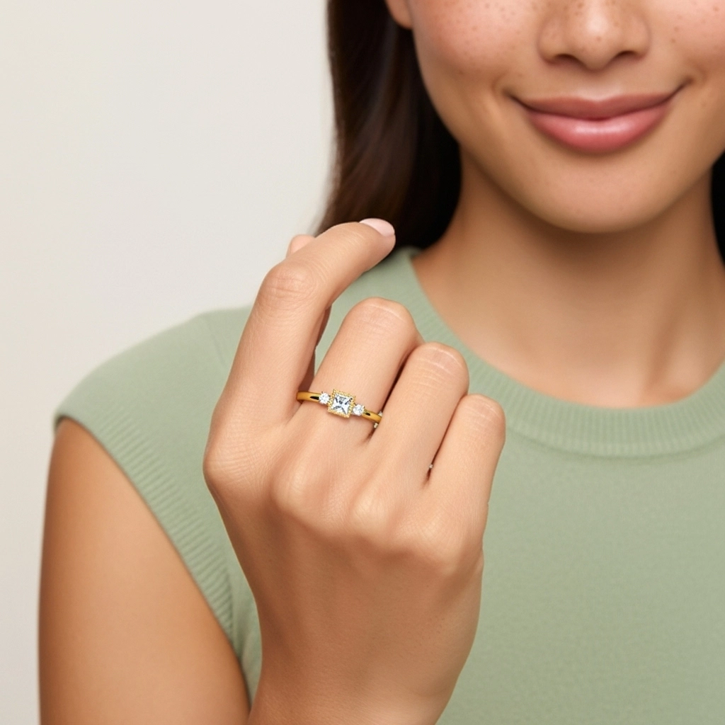 Délicat Perlé Moissanite Bague de mariage