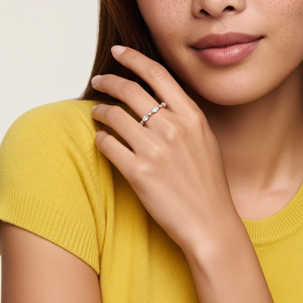 Classique Feuille Moissanite Bague de mariage