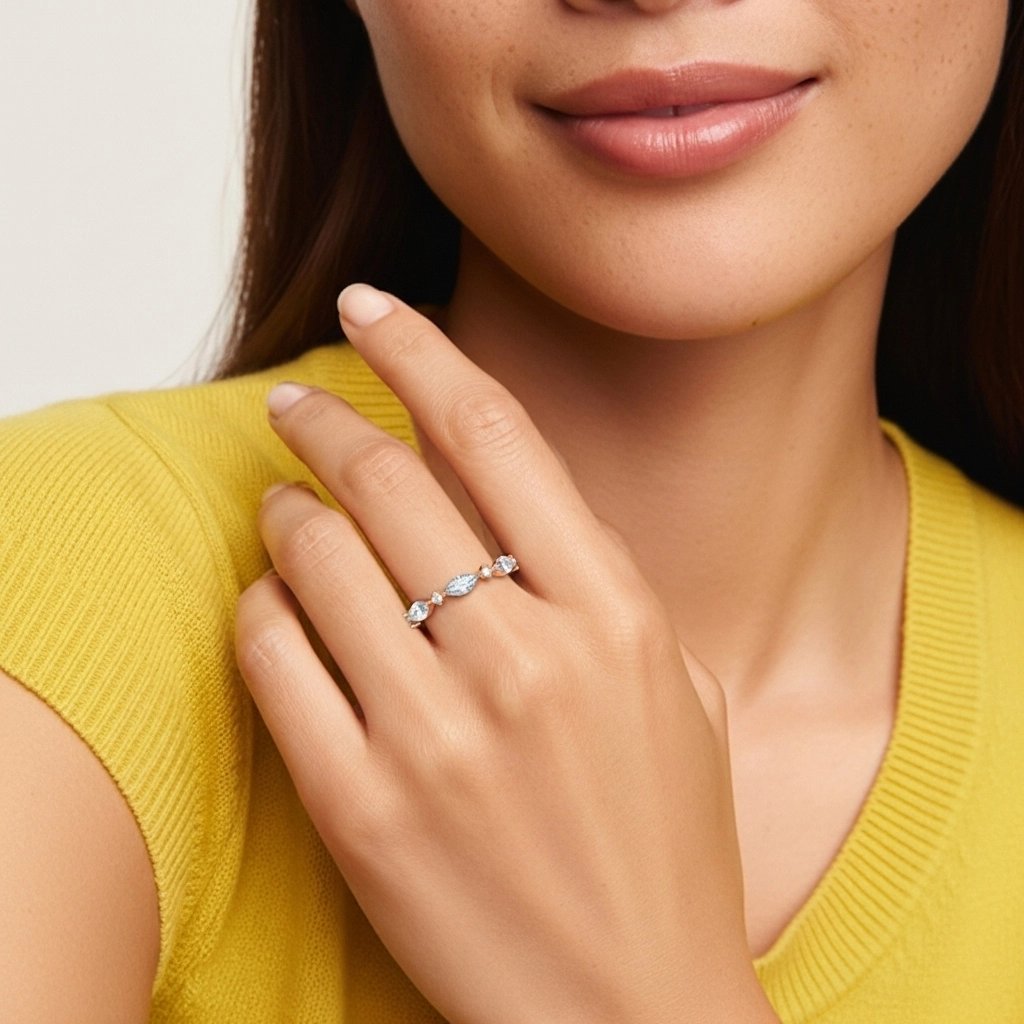 Classique Feuille Moissanite Bague de mariage