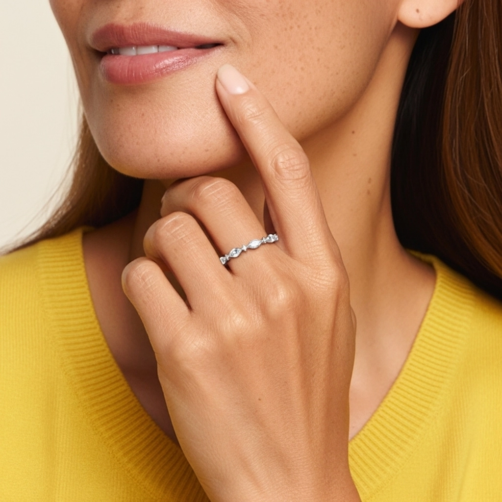 Classique Feuille Moissanite Bague de mariage