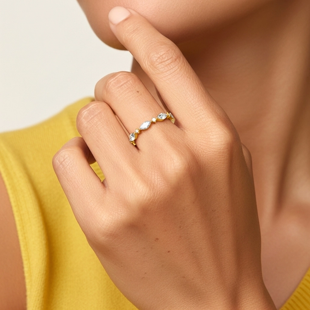 Classique Feuille Moissanite Bague de mariage