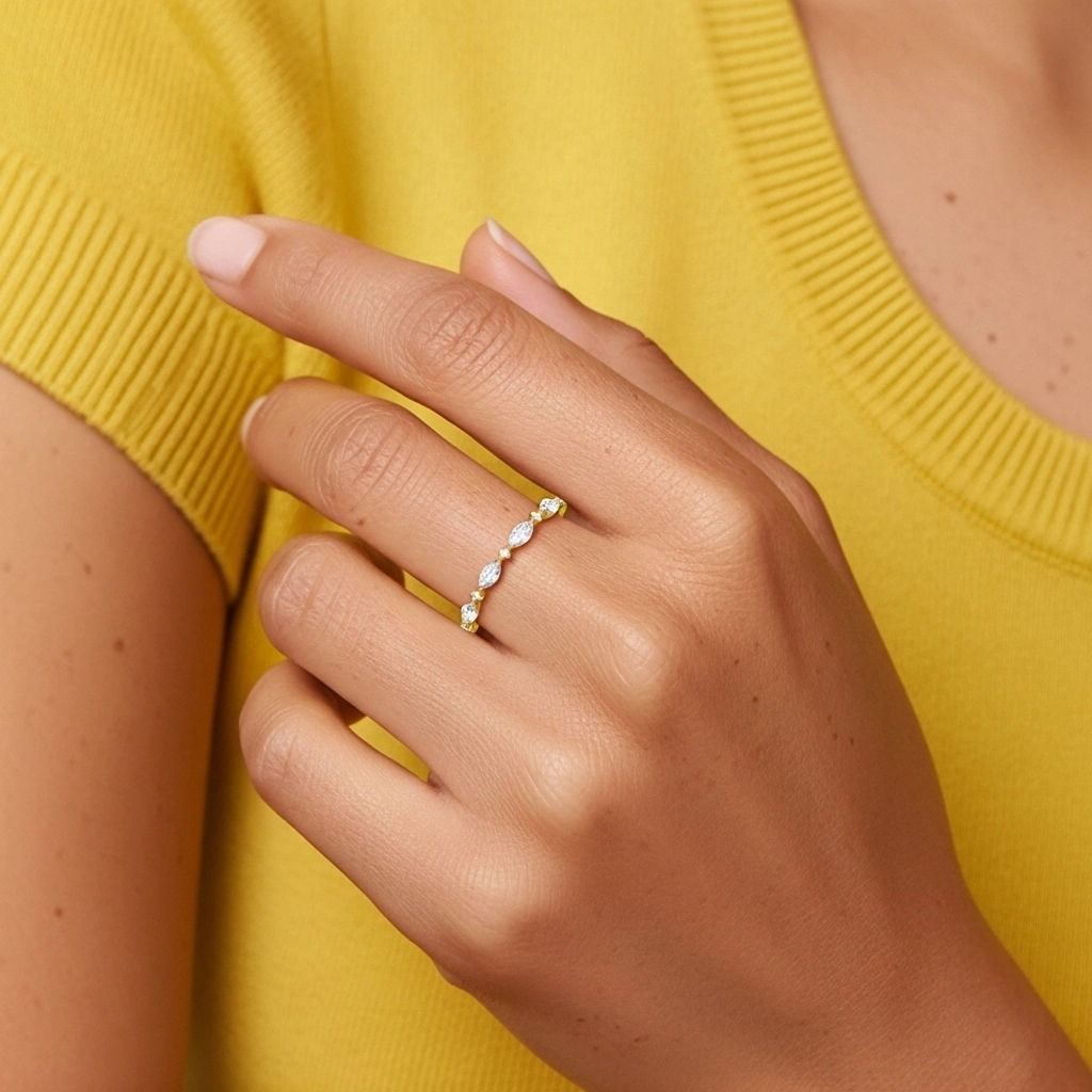 Classique Feuille Moissanite Bague de mariage