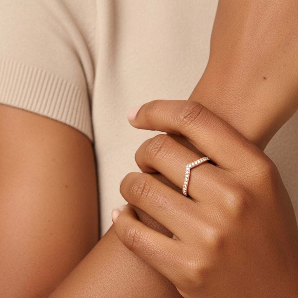 Rétro Empilable Perlé Moissanite Bague de mariage