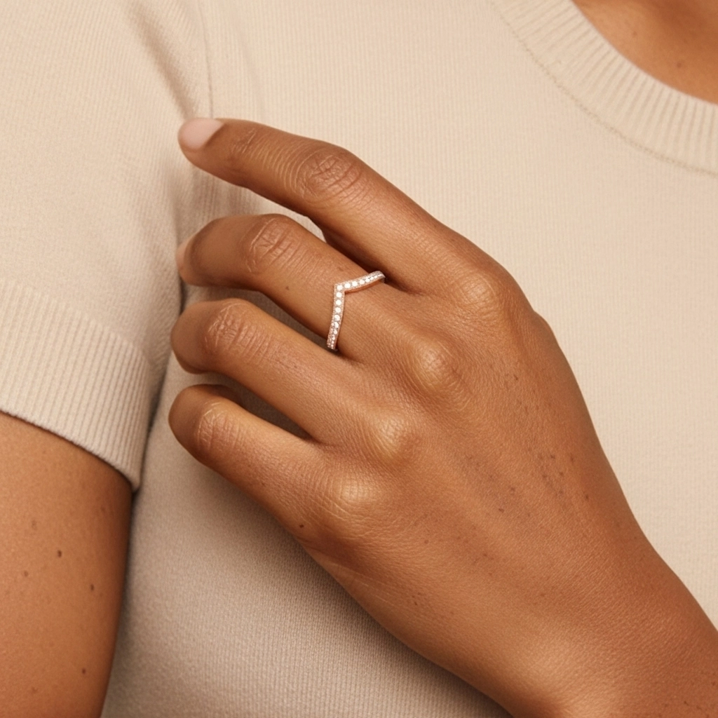 Rétro Empilable Perlé Moissanite Bague de mariage