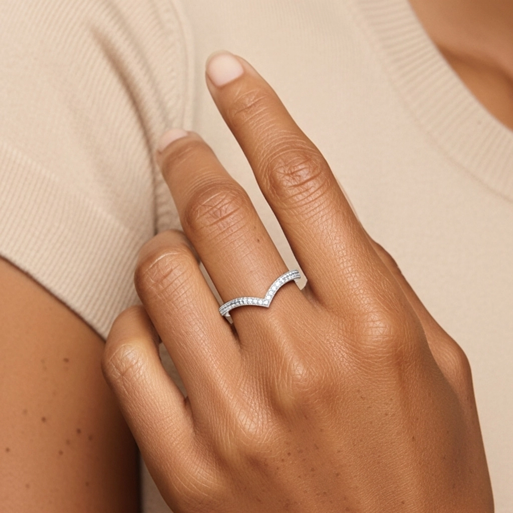 Rétro Empilable Perlé Moissanite Bague de mariage