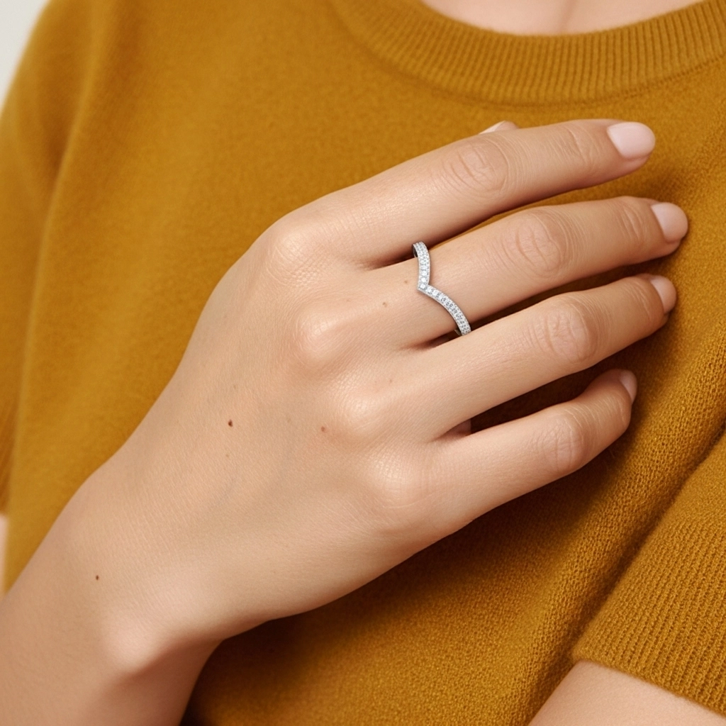 Rétro Empilable Perlé Moissanite Bague de mariage