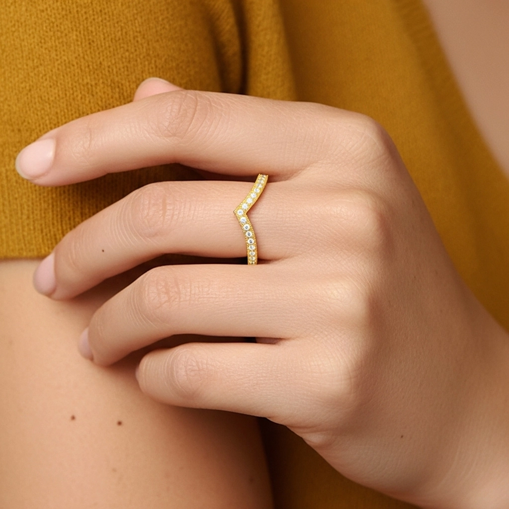 Rétro Empilable Perlé Moissanite Bague de mariage