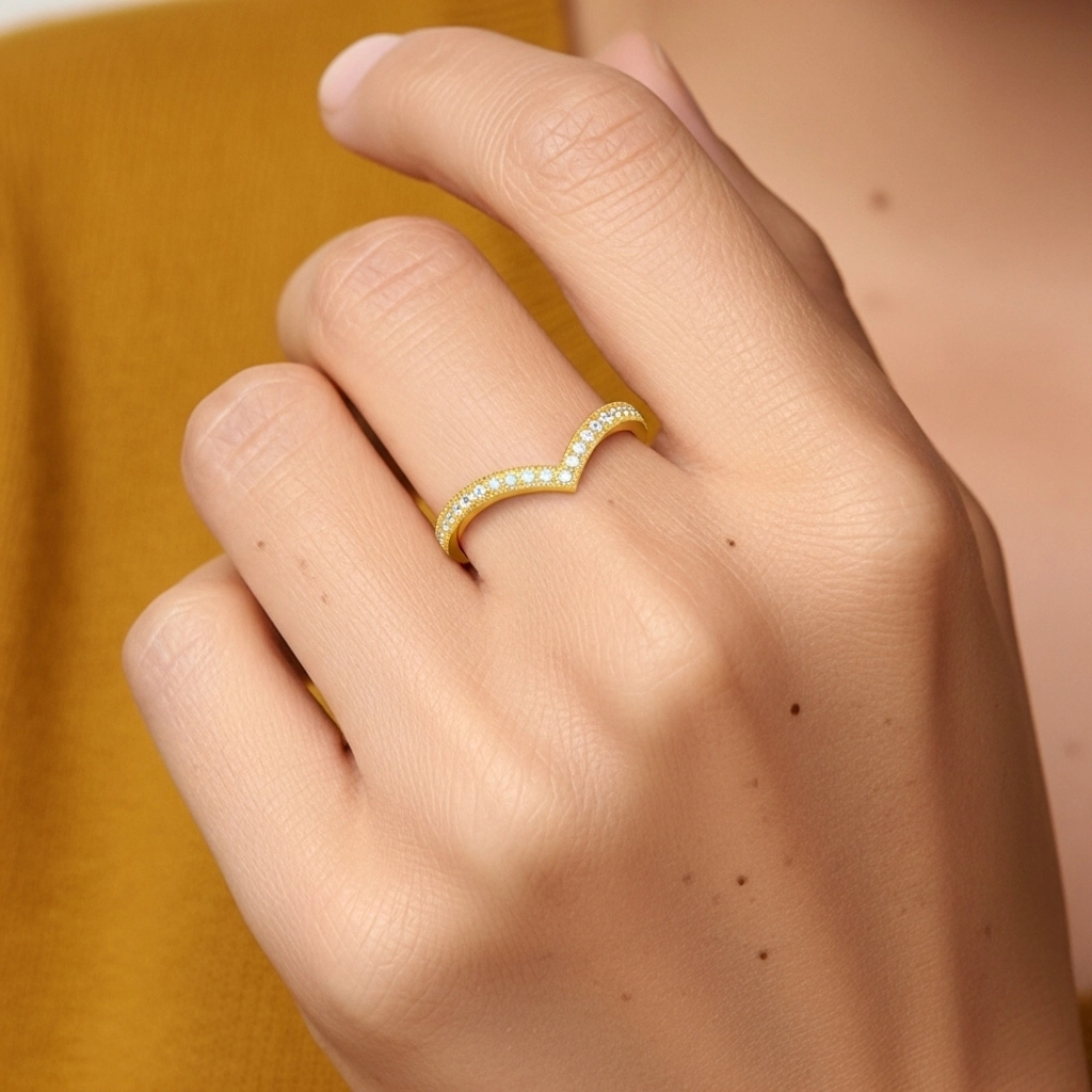 Rétro Empilable Perlé Moissanite Bague de mariage