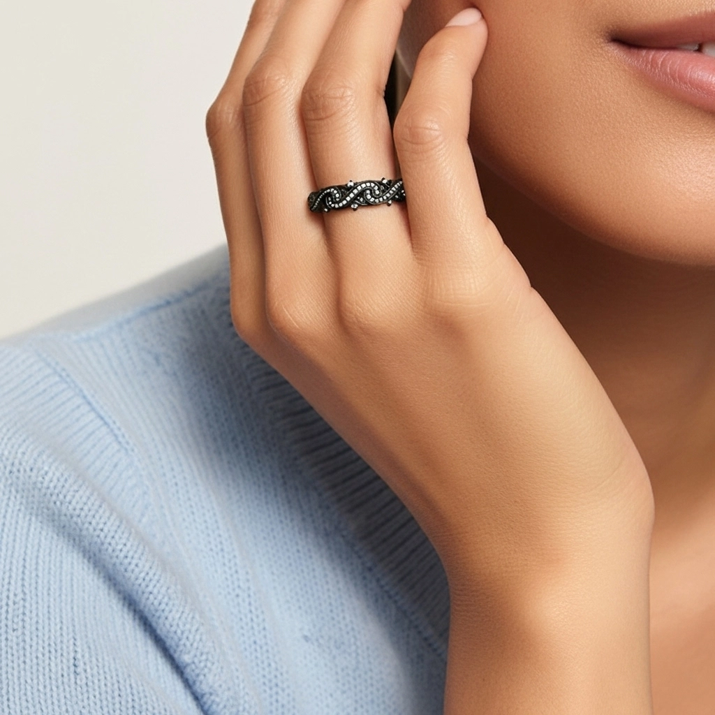 925 Sterling Silver Straight Shank Wedding Ring