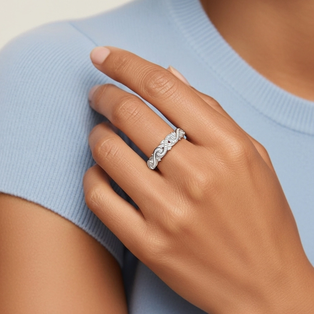 925 Sterling Silver Straight Shank Wedding Ring