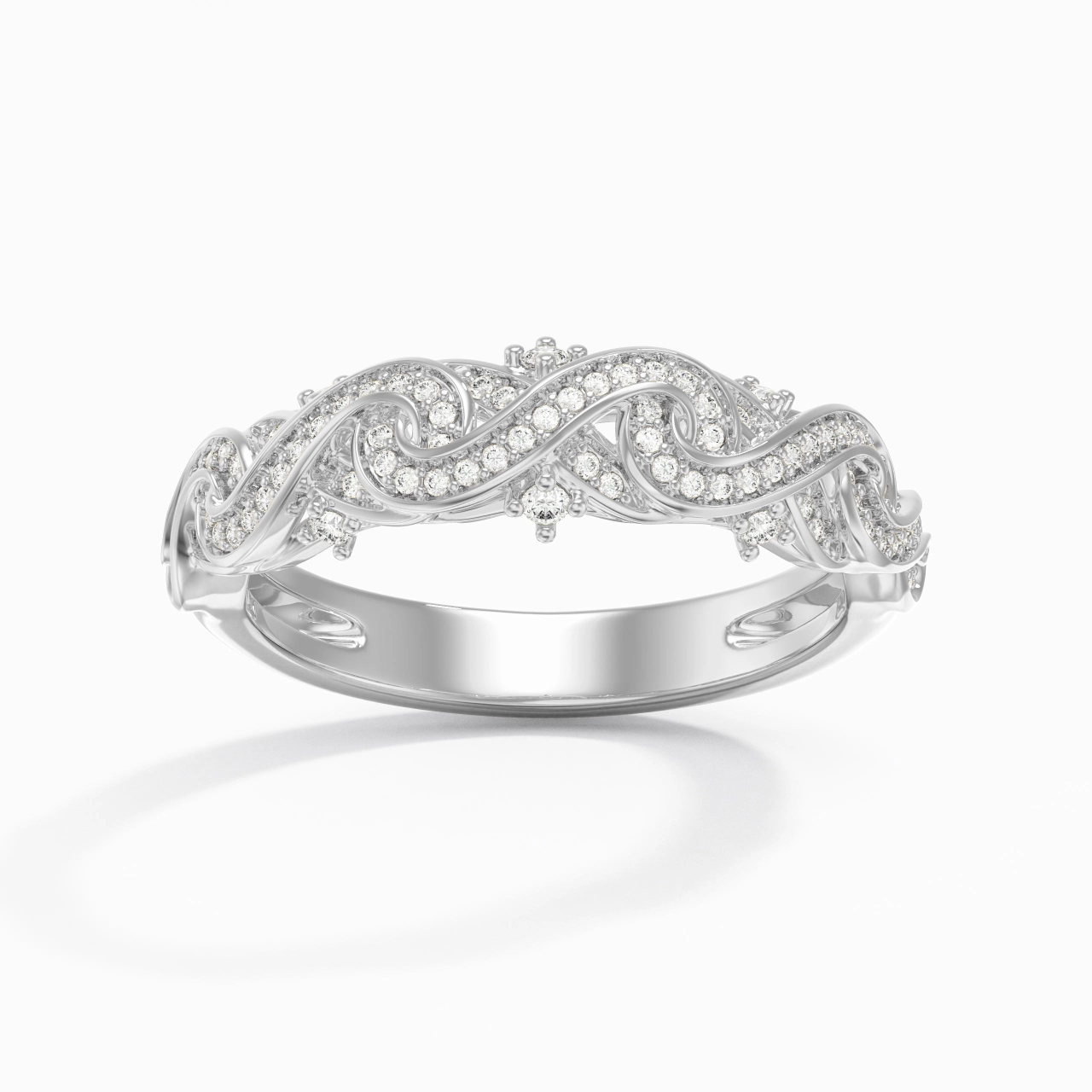 925 Sterling Silver Straight Shank Wedding Ring