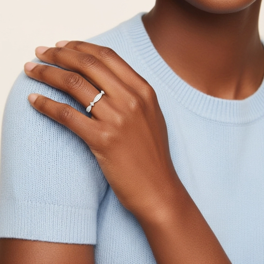 Baroque Perlé Moissanite Bague de mariage