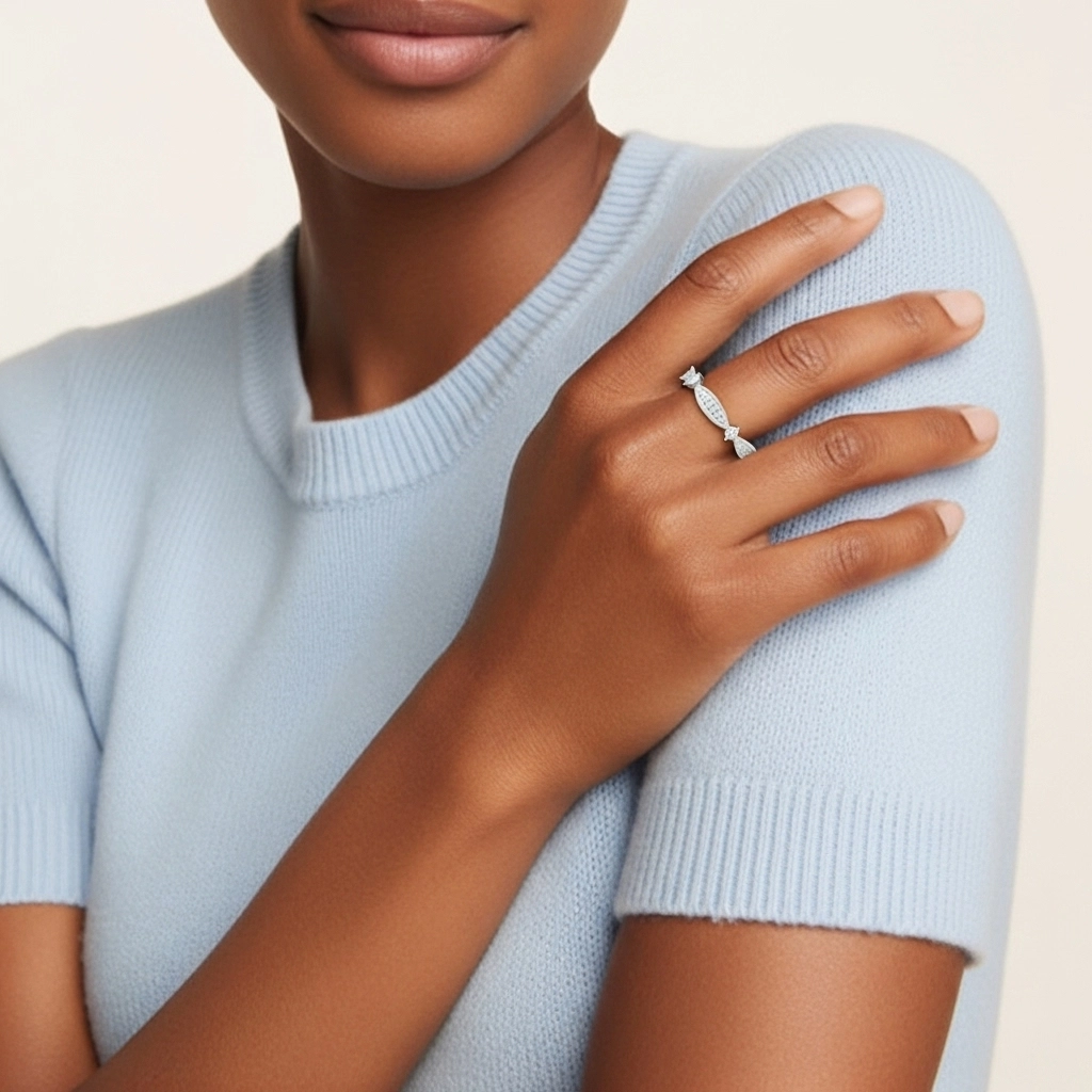 Baroque Perlé Moissanite Bague de mariage