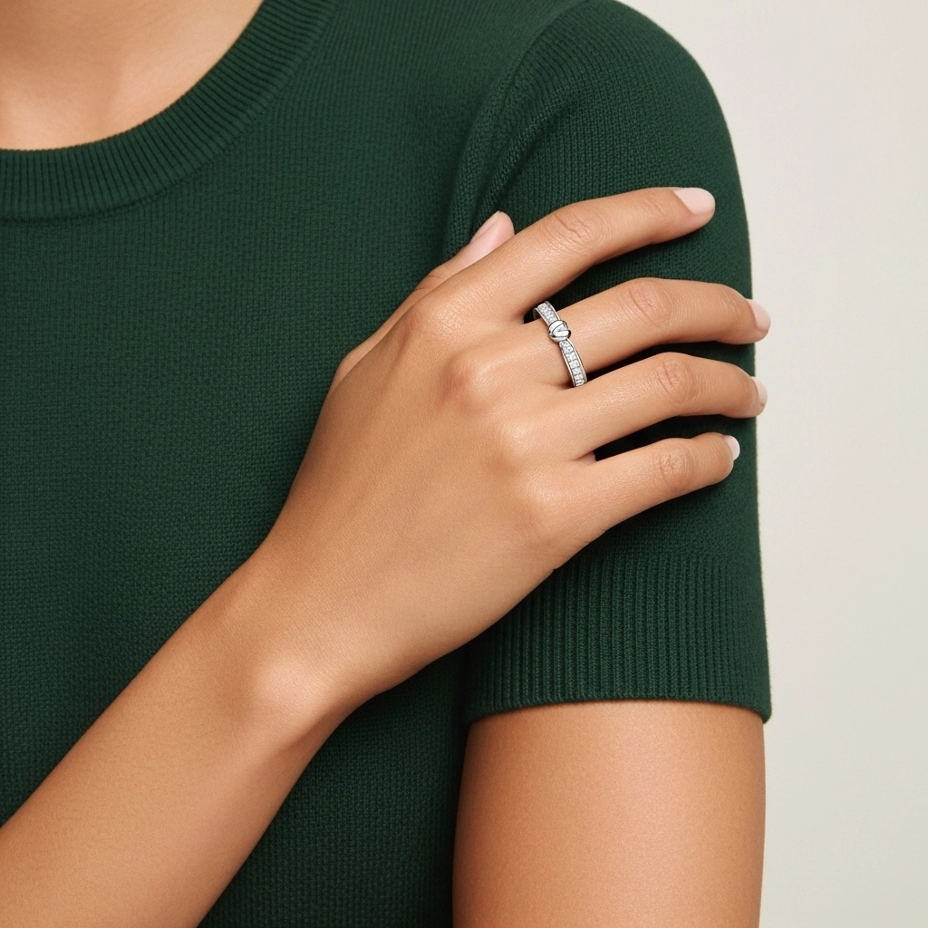 Argent sterling 925 Demi-éternité Bague de mariage