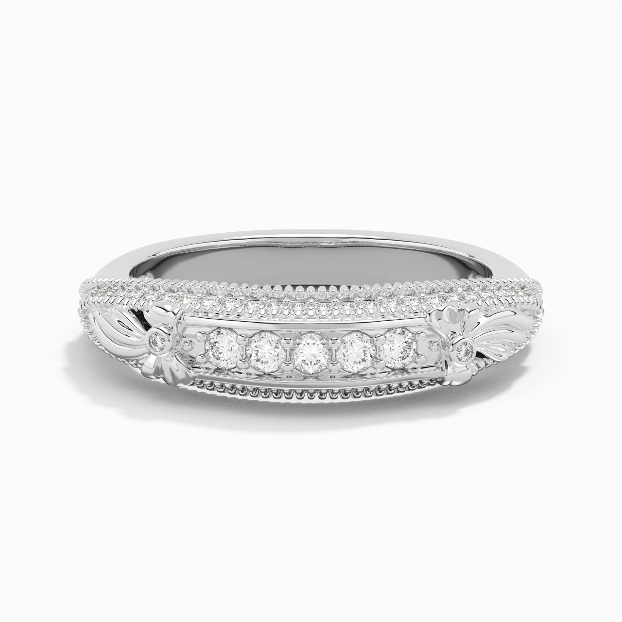 Unique Le luxe Perlé Nœud Moissanite Bague de mariage
