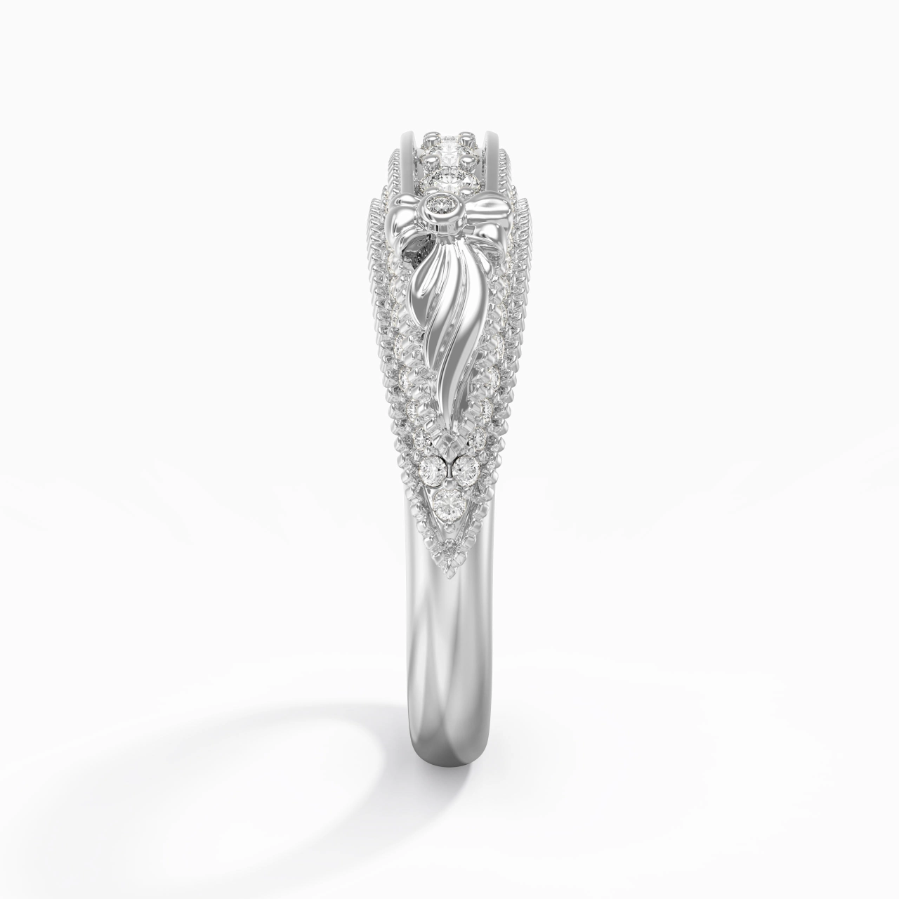 Unique Le luxe Perlé Nœud Moissanite Bague de mariage