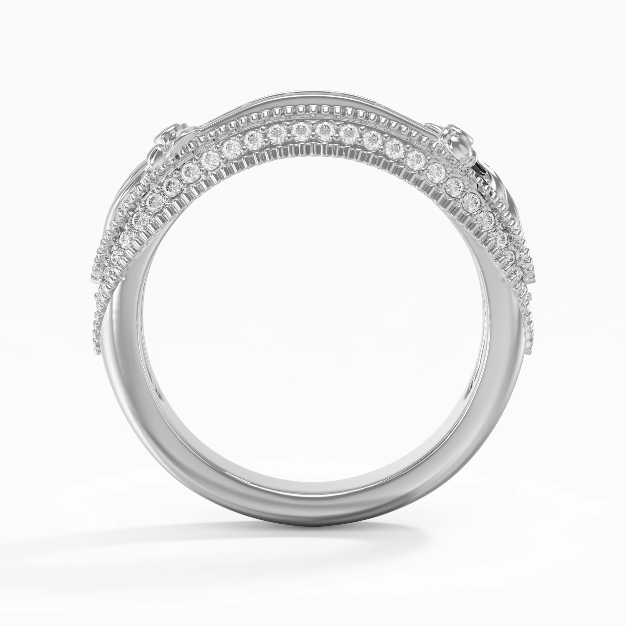 Unique Le luxe Perlé Nœud Moissanite Bague de mariage