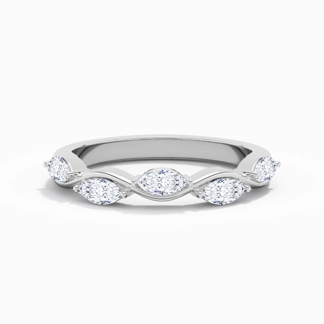 Nature Dainty Leaf Moissanite Wedding Band