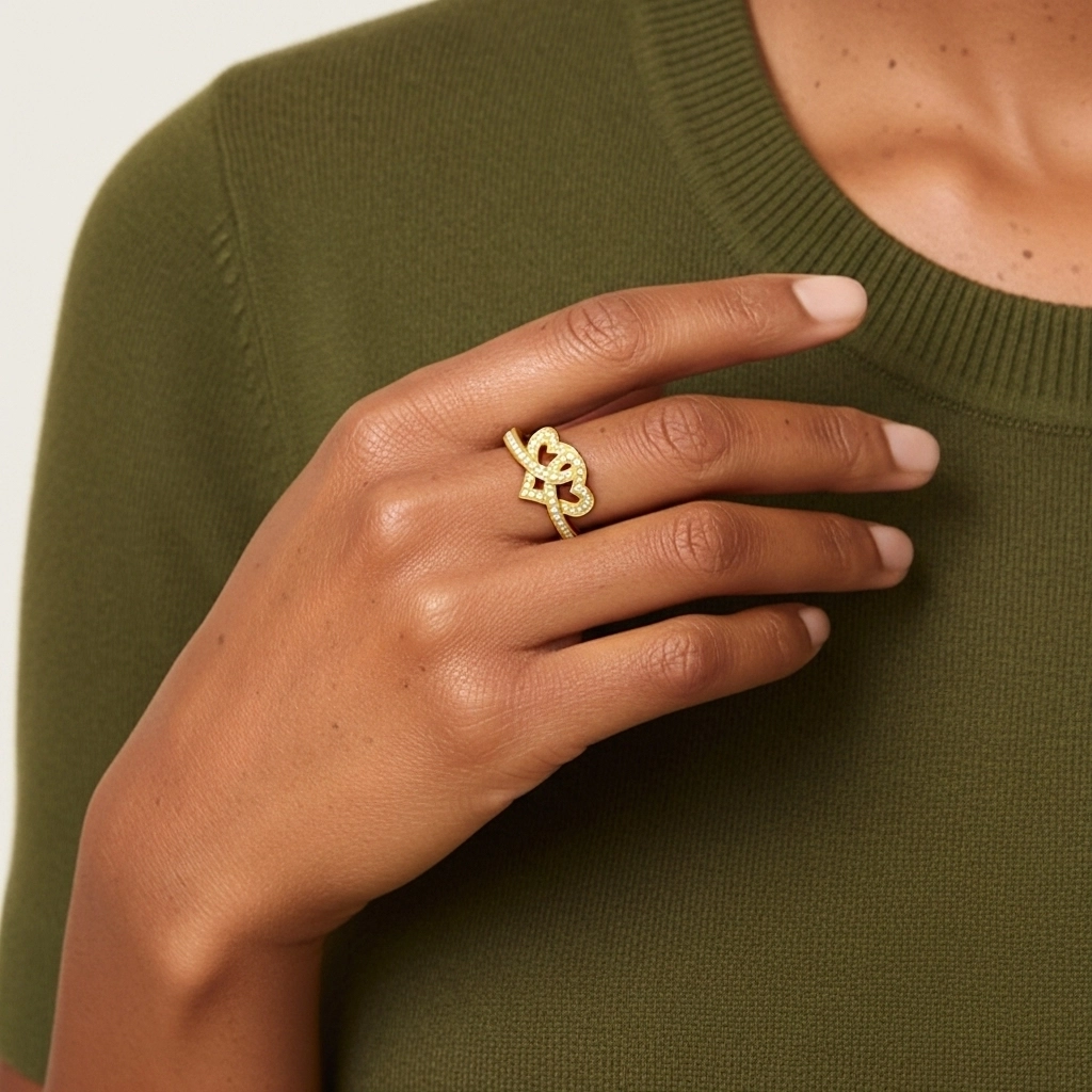 Cœur Nœud Pavé Bague de promesse Moissanite