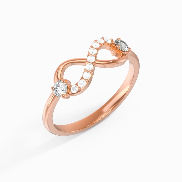 Traditional Shank Unique Timeless Infinity Promise Ring Moissanite 14K Rose Gold