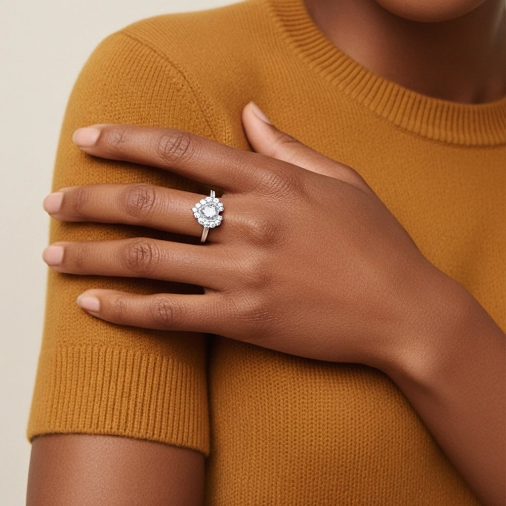 Argent sterling 925 Moissanite Bague de promesse