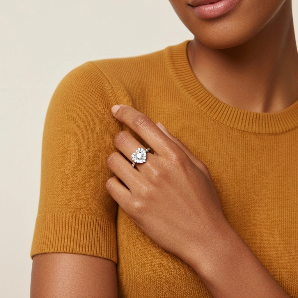 Argent sterling 925 Moissanite Bague de promesse