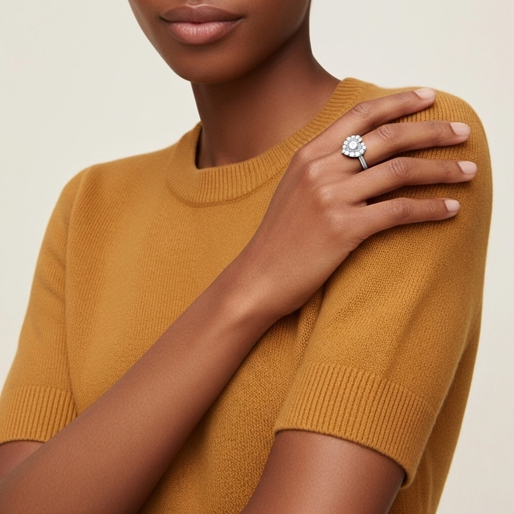 Argent sterling 925 Moissanite Bague de promesse