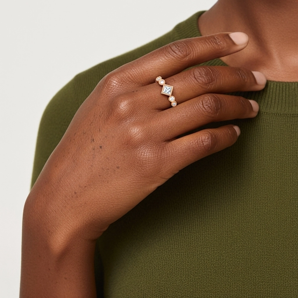 Art Déco Antique Perlé Moissanite Alliance