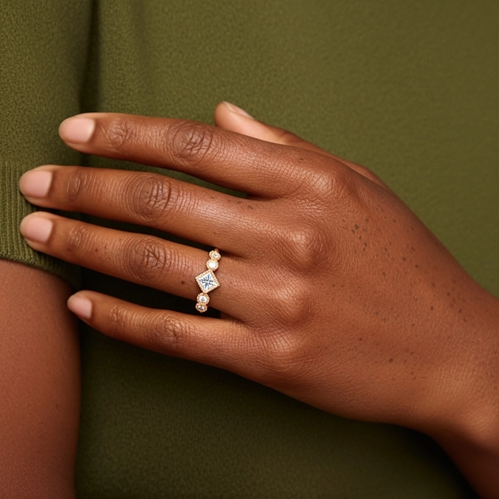 Art Déco Antique Perlé Moissanite Alliance