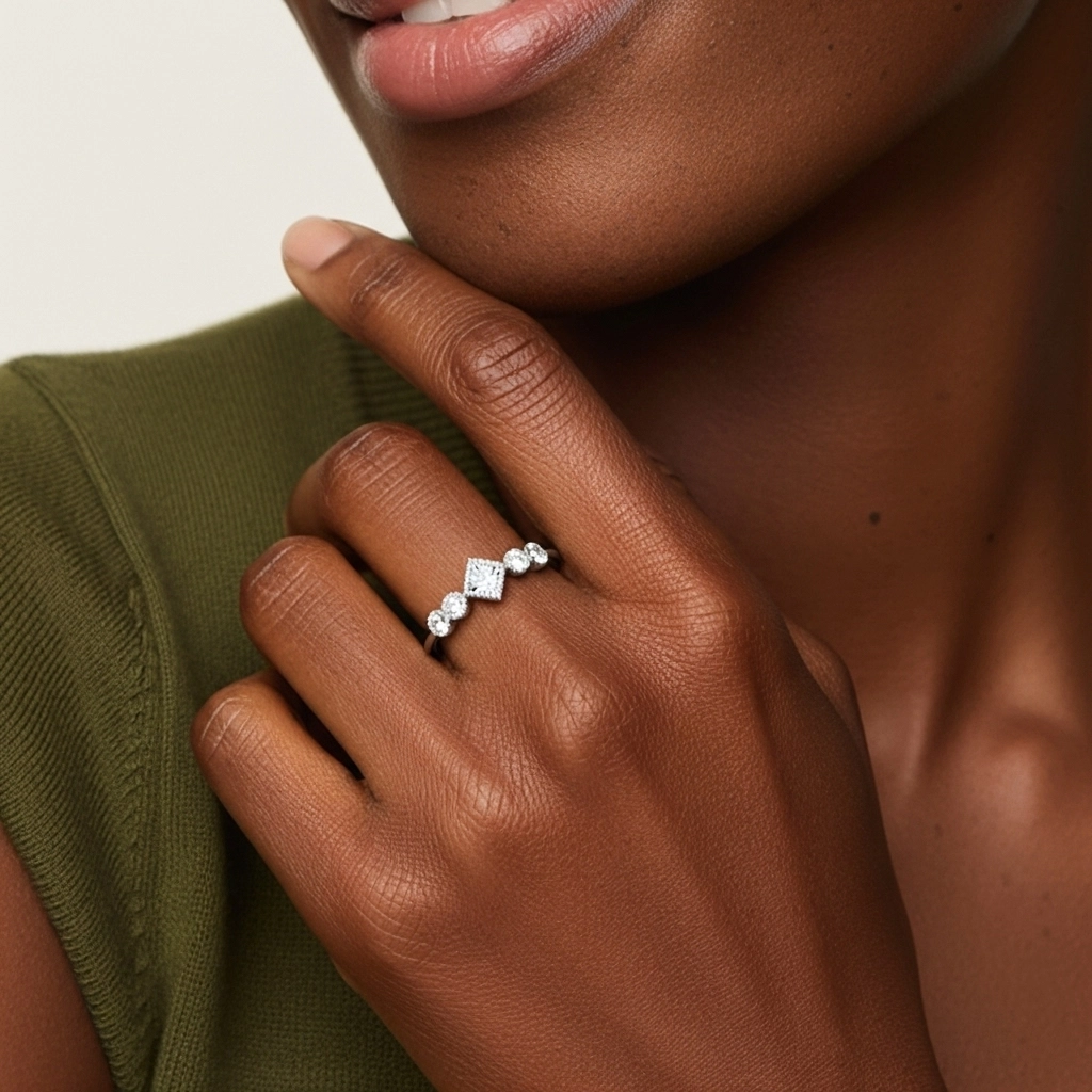 Art Déco Antique Perlé Moissanite Alliance