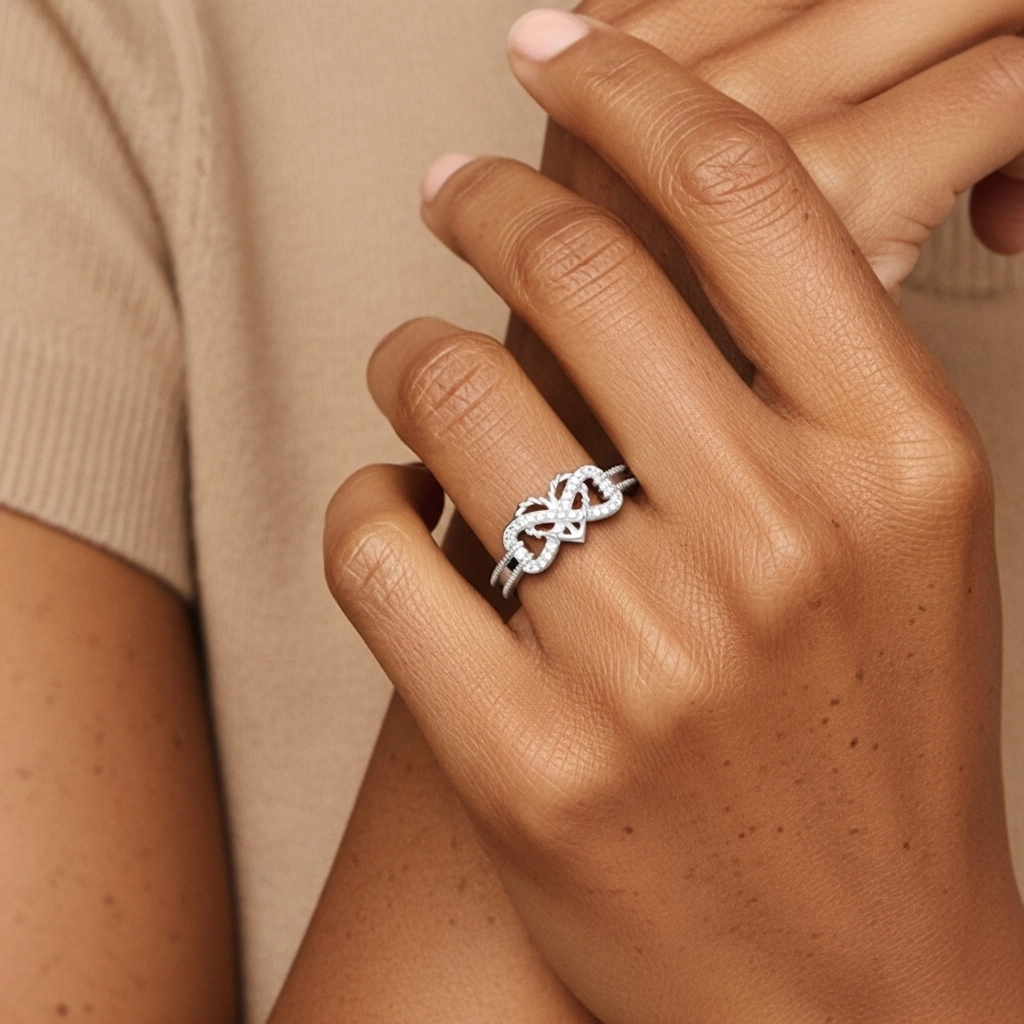 Unique Round Moissanite Promise Ring