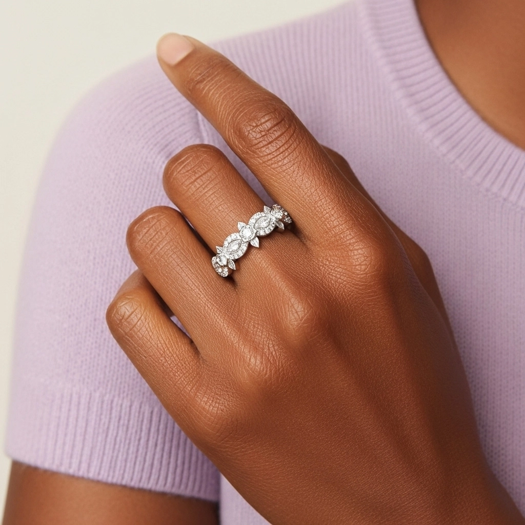 Nature Fleurir Rose Moissanite Alliance