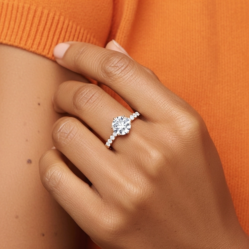 Argent sterling 925 Moissanite Bague de fiançailles