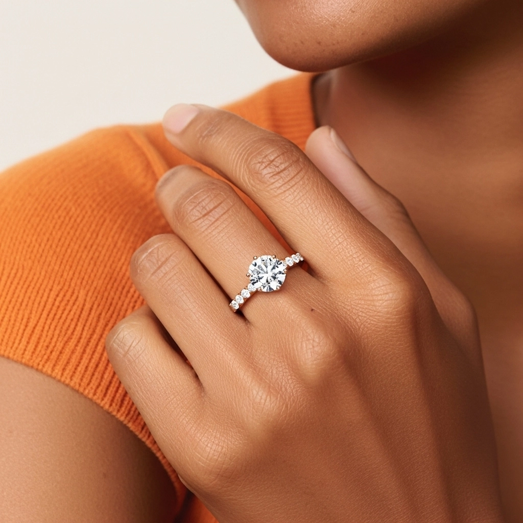 Argent sterling 925 Moissanite Bague de fiançailles