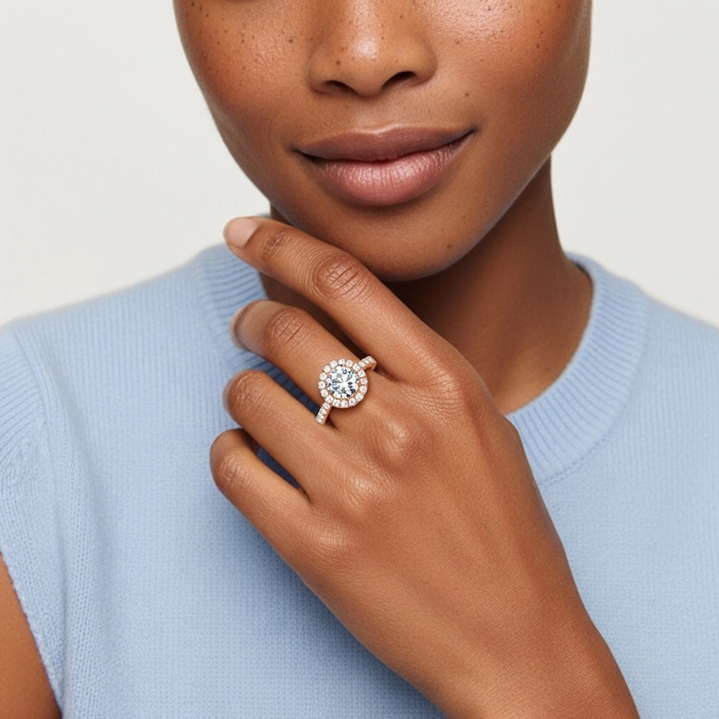 18K Rose Gold Moissanite Engagement Ring