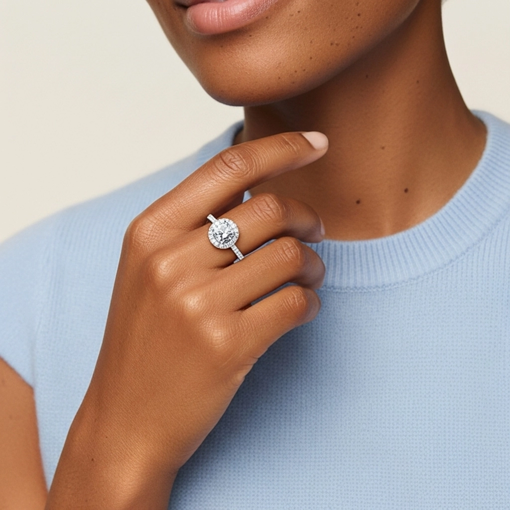 Argent sterling 925 Moissanite Bague de fiançailles