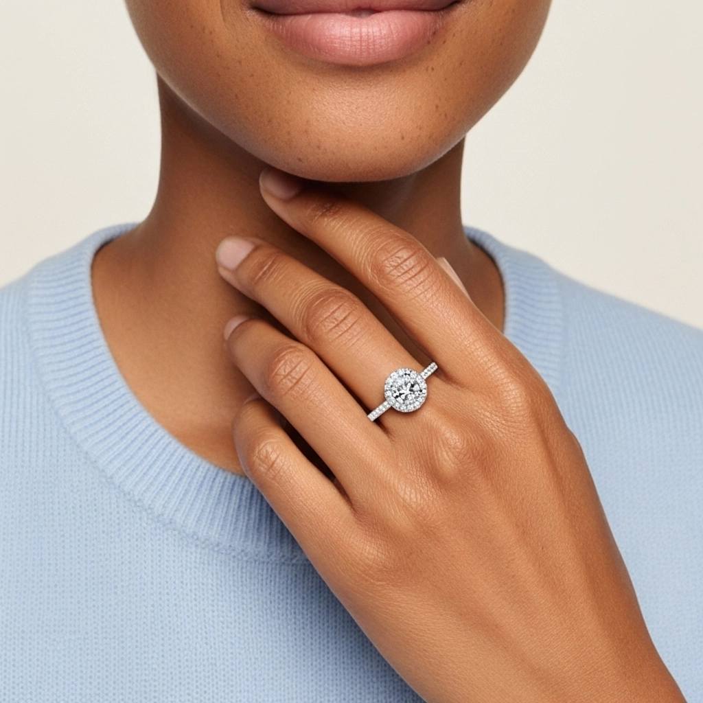 Argent sterling 925 Moissanite Bague de fiançailles