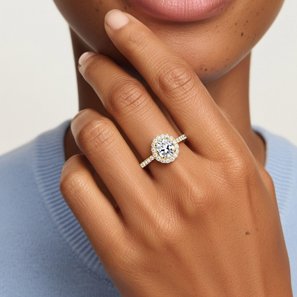 Argent sterling 925 Moissanite Bague de fiançailles