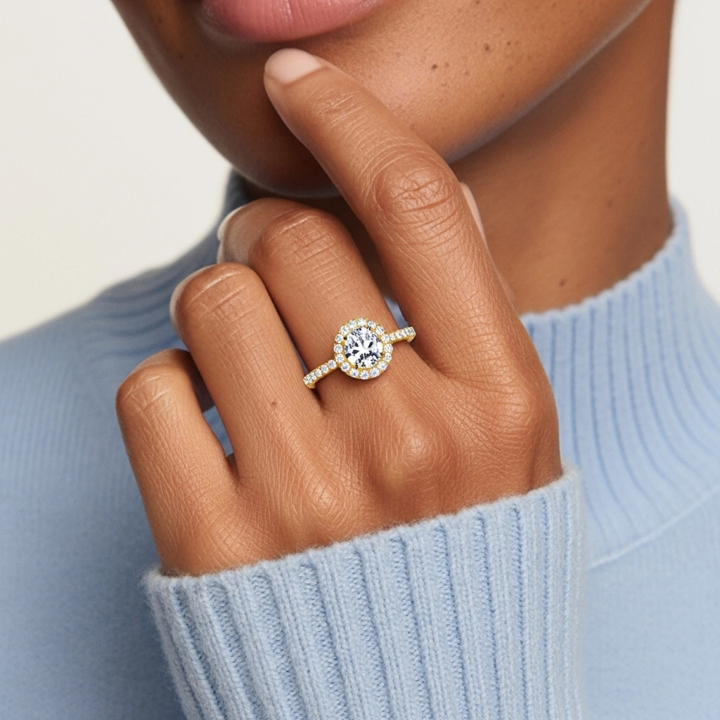 Argent sterling 925 Moissanite Bague de fiançailles