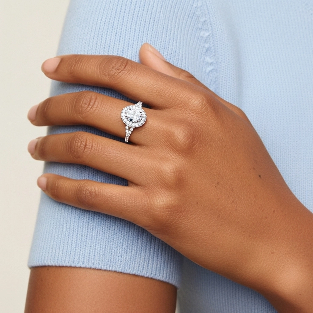 Luxury Oval 2.00ct Moissanite Engagement Ring