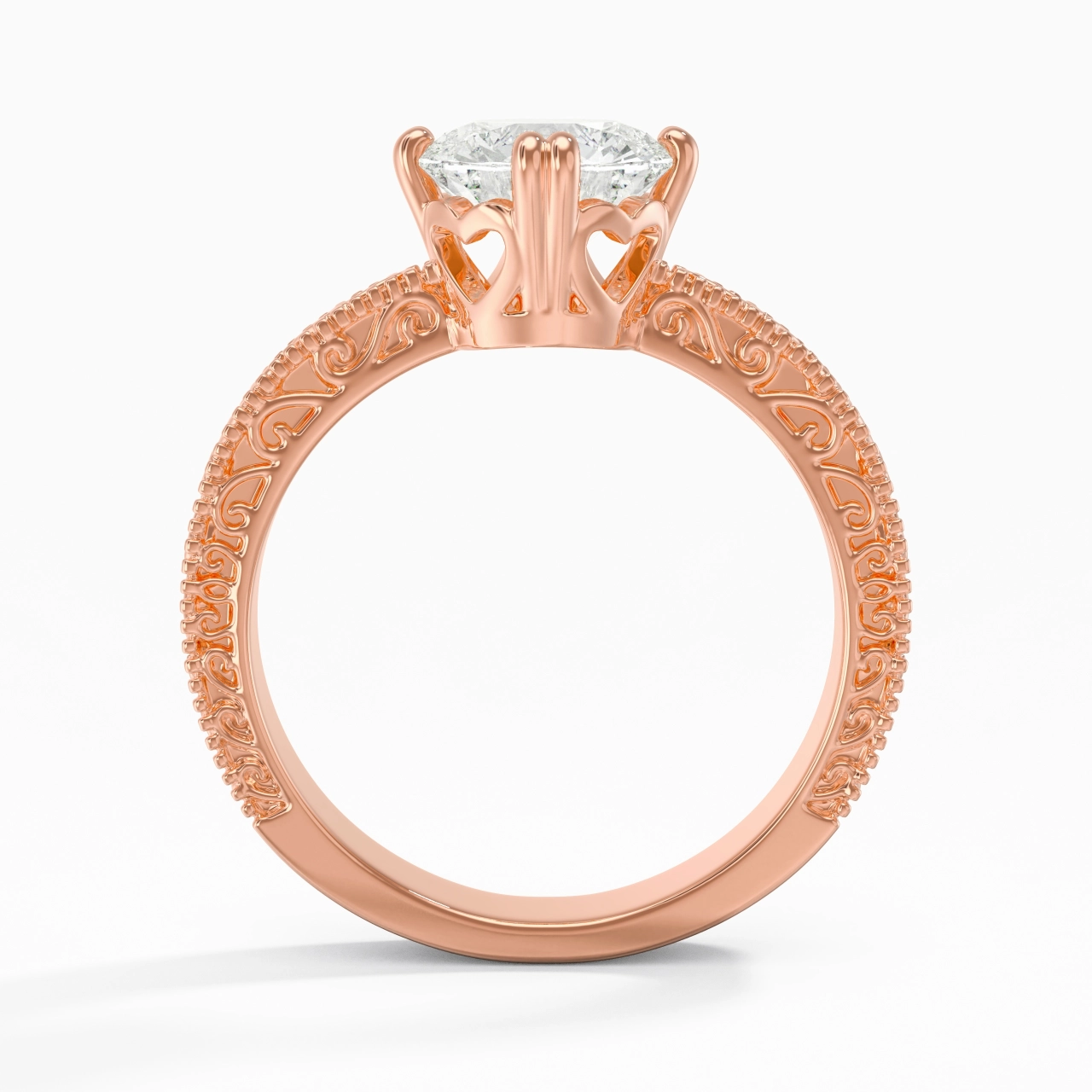 14K Rose Gold Moissanite Engagement Ring