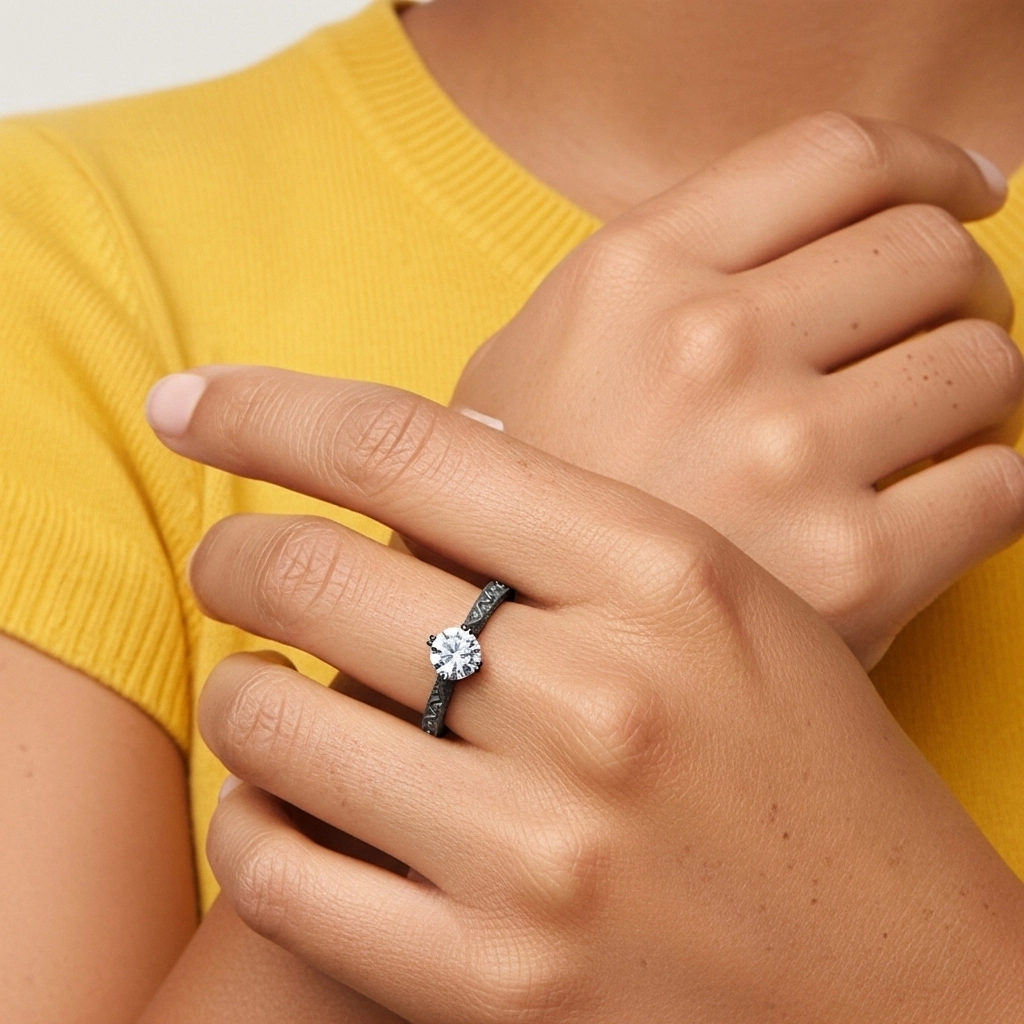 925 Sterling Silver East West Reverse Tapered Engagement Ring