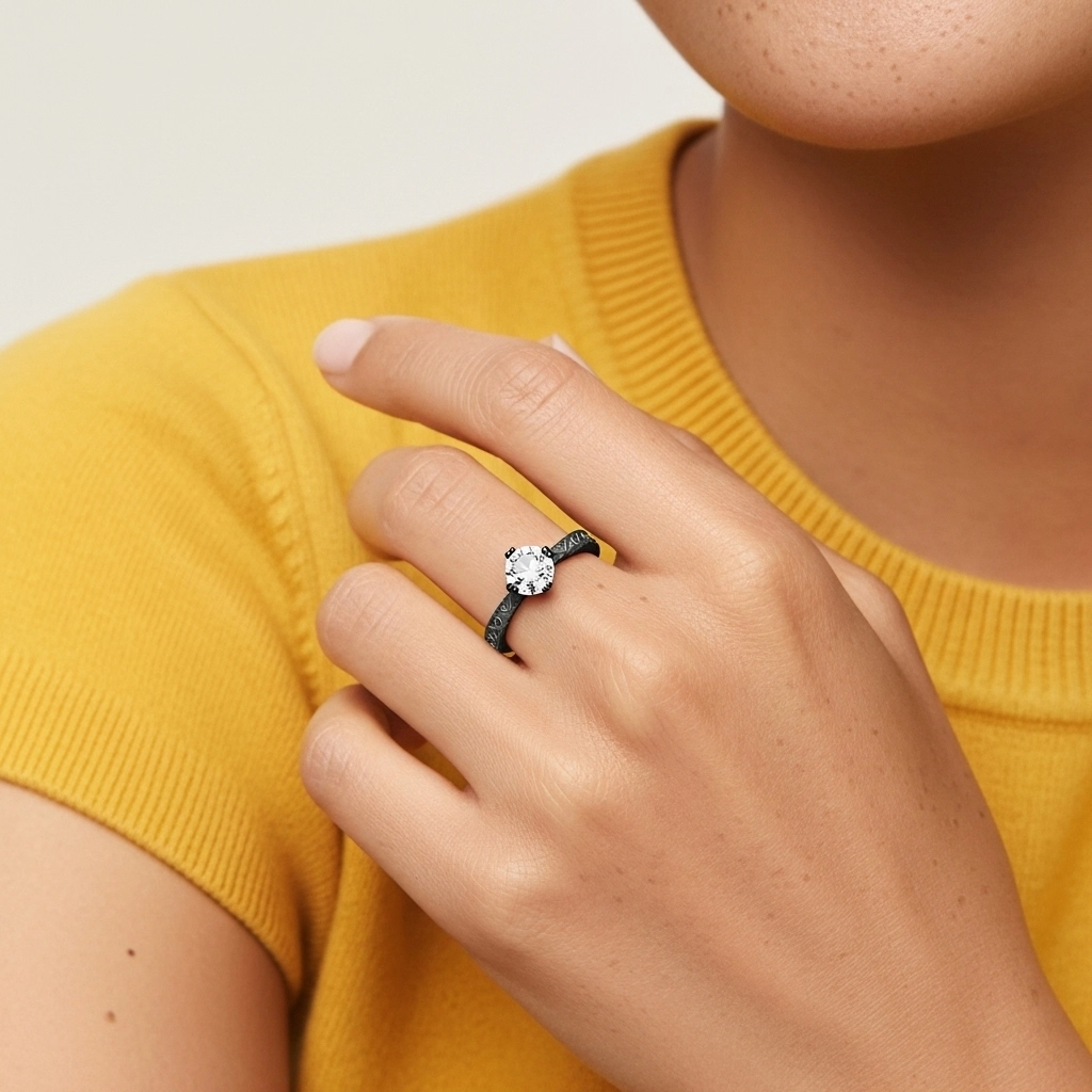 925 Sterling Silver East West Reverse Tapered Engagement Ring