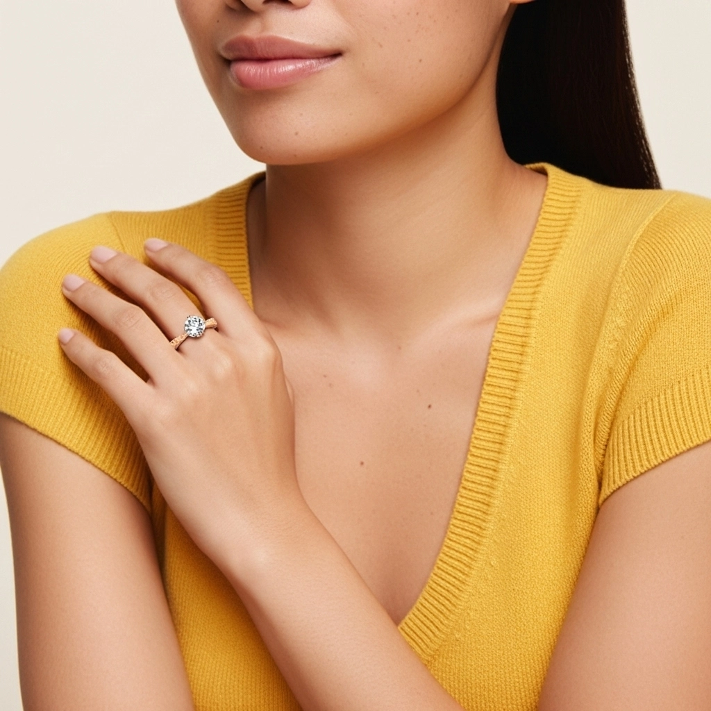 18K Rose Gold Moissanite Engagement Ring