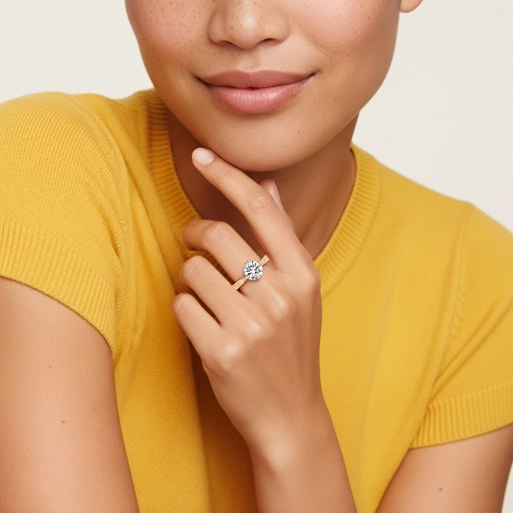 18K Rose Gold Moissanite Engagement Ring